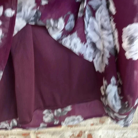 Speechless Plum Floral Sheer Lined Tunic Blouse - Picture 6 of 8